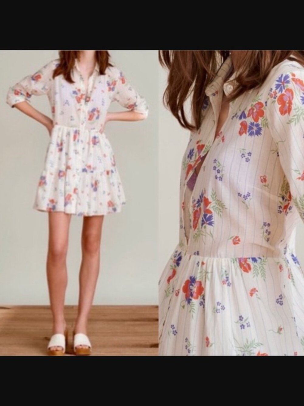 Veronica Beard Jemila Shirtdress White Floral Print Size M Retail Price $358.00